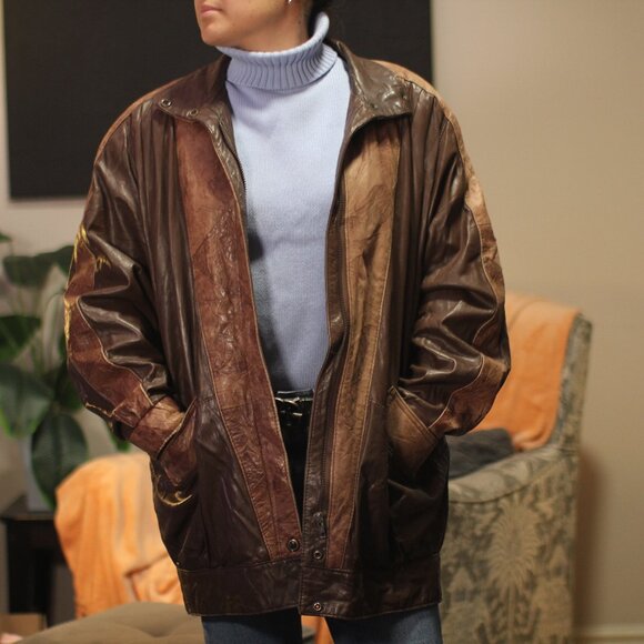 Leather Jacket Brown. Vintage Genuine Lether - Picture 1 of 15